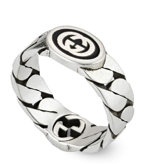 gucci interlocking g enamel ring|gucci sterling silver ring.